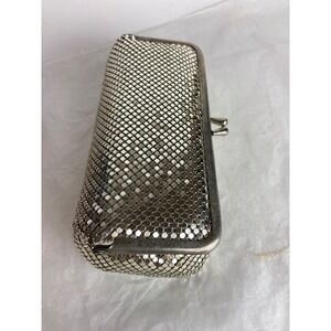 Vintage Womens Clutch Evening Bag Silver with Mirror Mesh Jewel Clasp Purse 6"